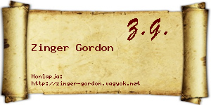 Zinger Gordon névjegykártya